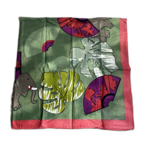 Oriental‎ Gifts Bangkok Elephant Square Scarf Green Pink Lightweight Spring